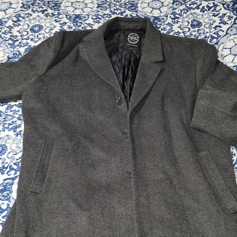 Mens Haggar Mid-length Single Breasted Brushed Twill Topcoat